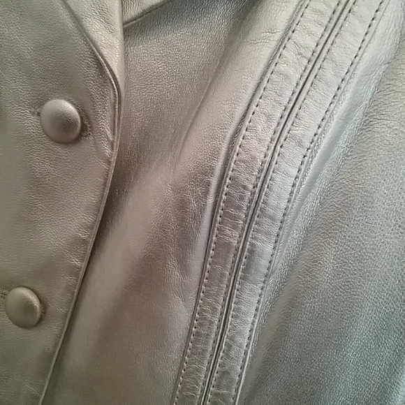 Genuine Leather Silver Jacket #14C (NWT) - Picture 3 of 4
